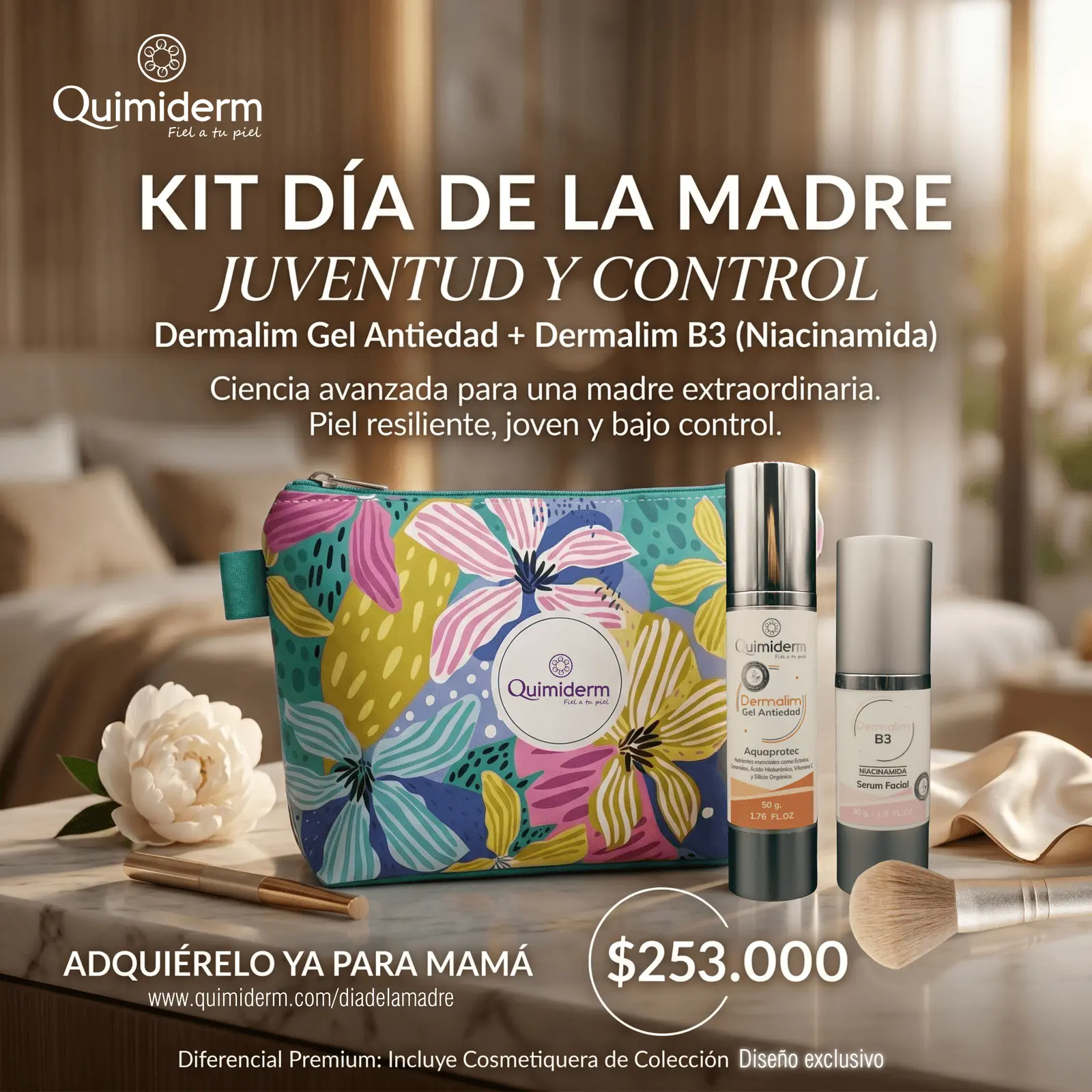 Kit 2 Quimiderm Juventud y Control con Dermalim Antiedad y Niacinamida
